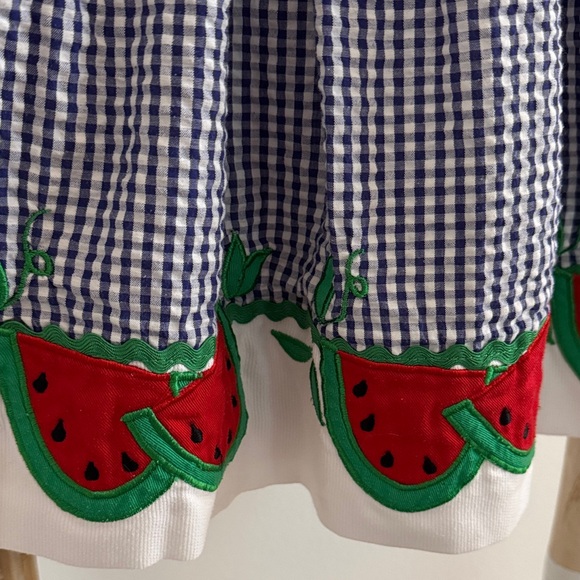 Blue and White Gingham Watermelon Dress and Bloomers - Picture 3 of 8